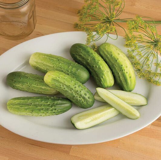 Picture of pickling cucumbers on a plate