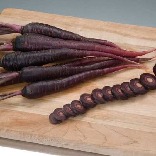 Photo of a Purple Carrot. This is a link to the Roots section of Wilson Home Farm's Digital Seed Catalog